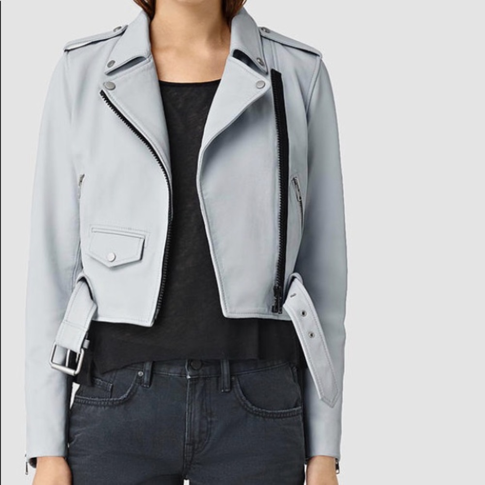 All Saints crop leather jacket